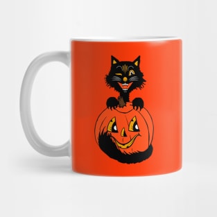 Black cat and funny pumpkin Mug